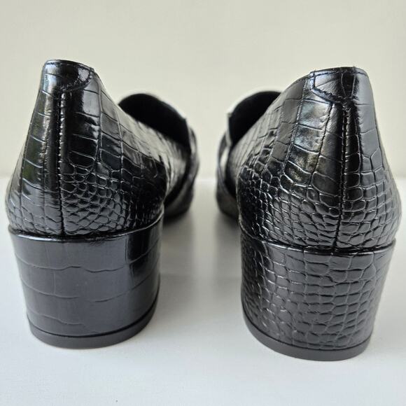 Freda Salvador NEW Rock Mid Heel Loafer Crocodile Emboss Leather Shoes Women 7.5 - Picture 10 of 13